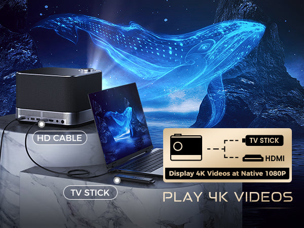 Aurzen Projector Compatible with Smartphones, HDMI, USB, AV, Fire Stick, PS5