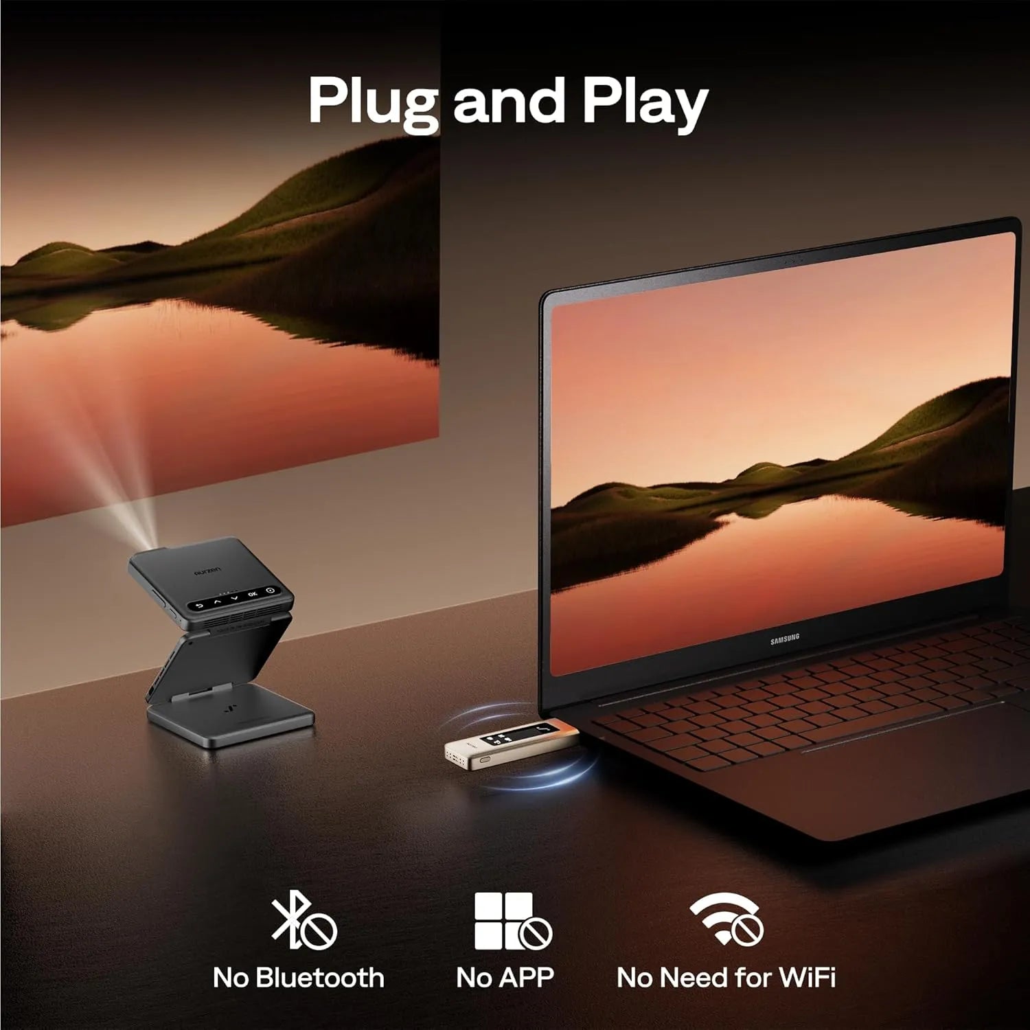 Plug and play wireless HDMI dongle for projector, no Bluetooth, no WiFi, no app required