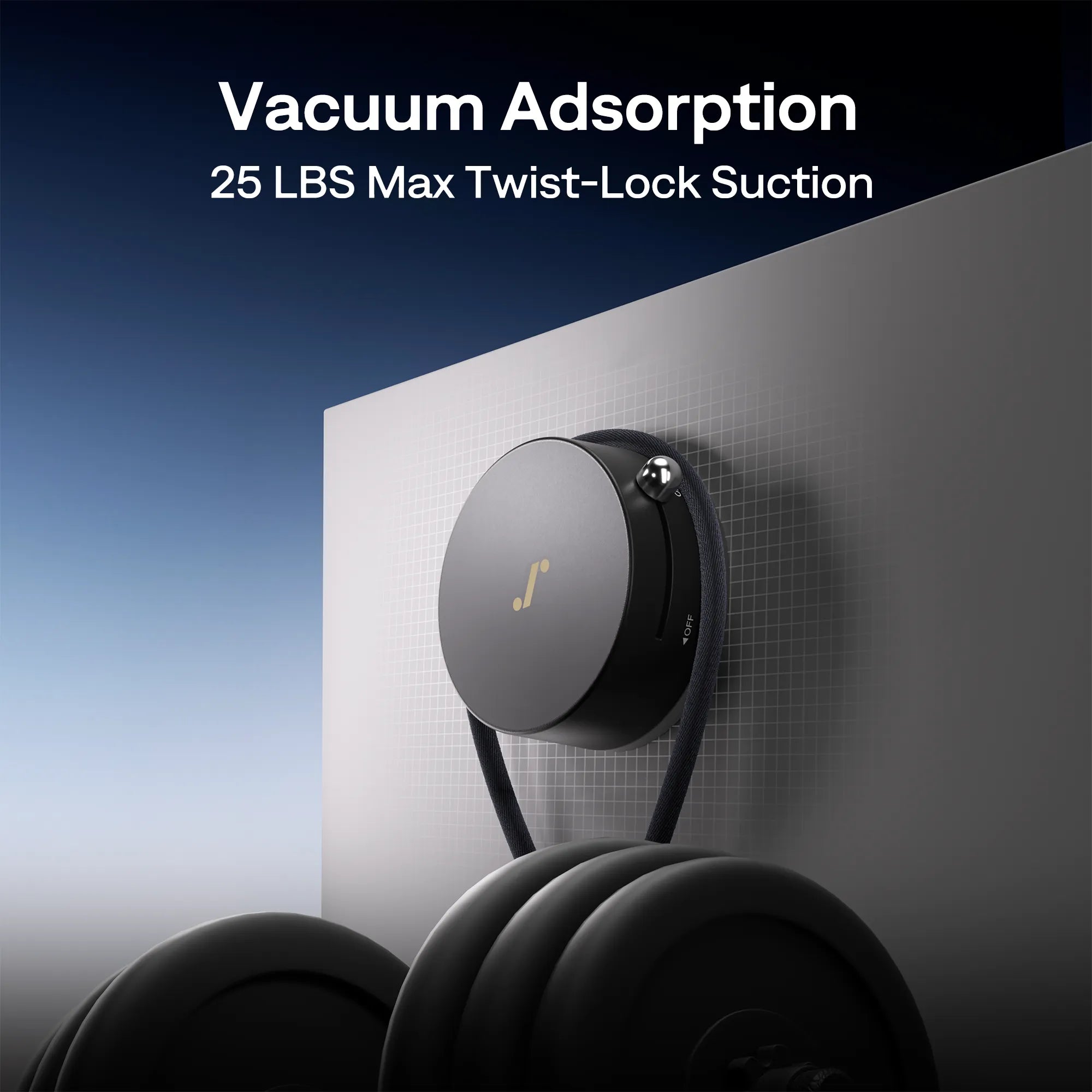 Vacuum magnetic mount holding headphones with 25 lbs twist-lock suction power