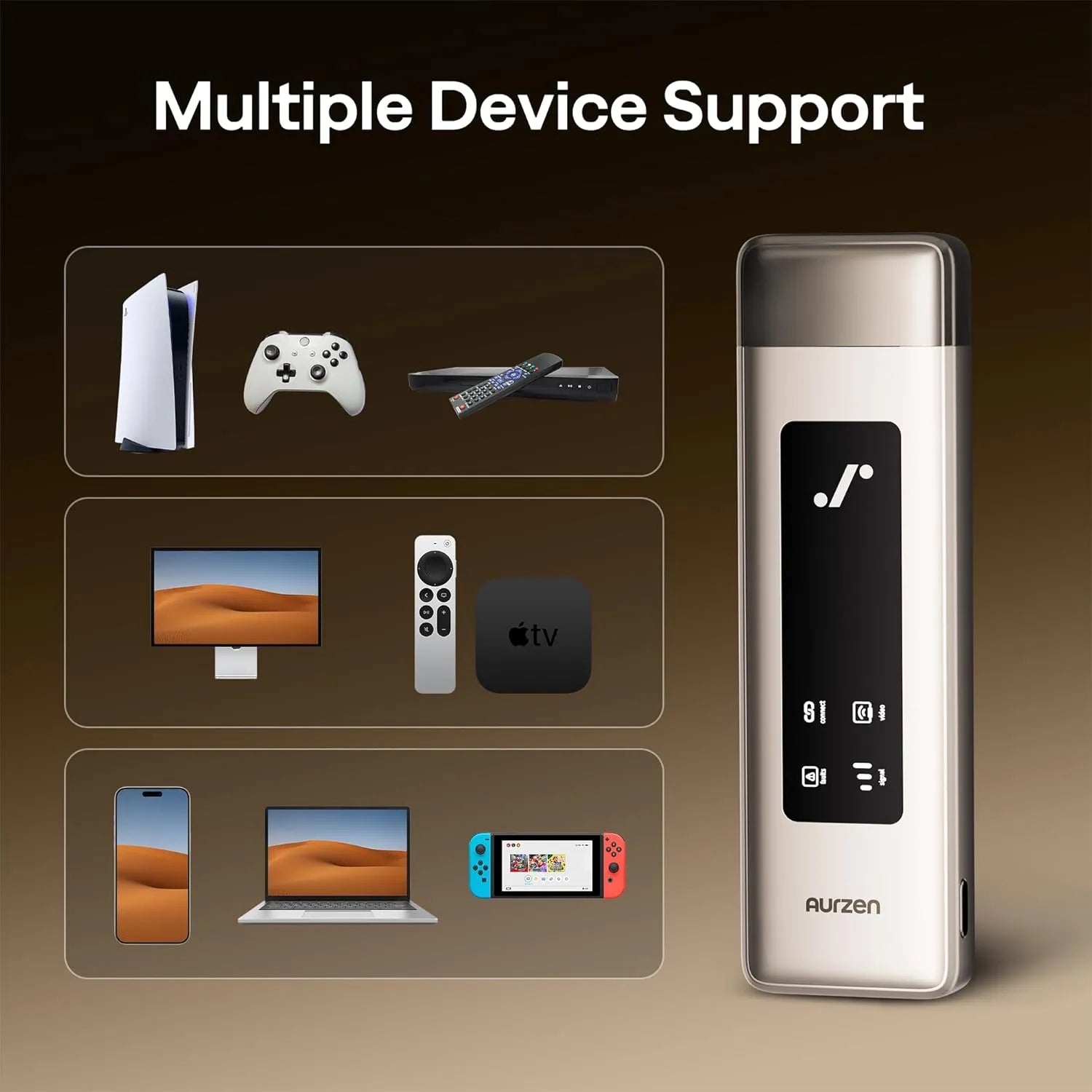 Wireless HDMI dongle compatible with PS5, Switch, Apple TV, laptop, smartphone and more