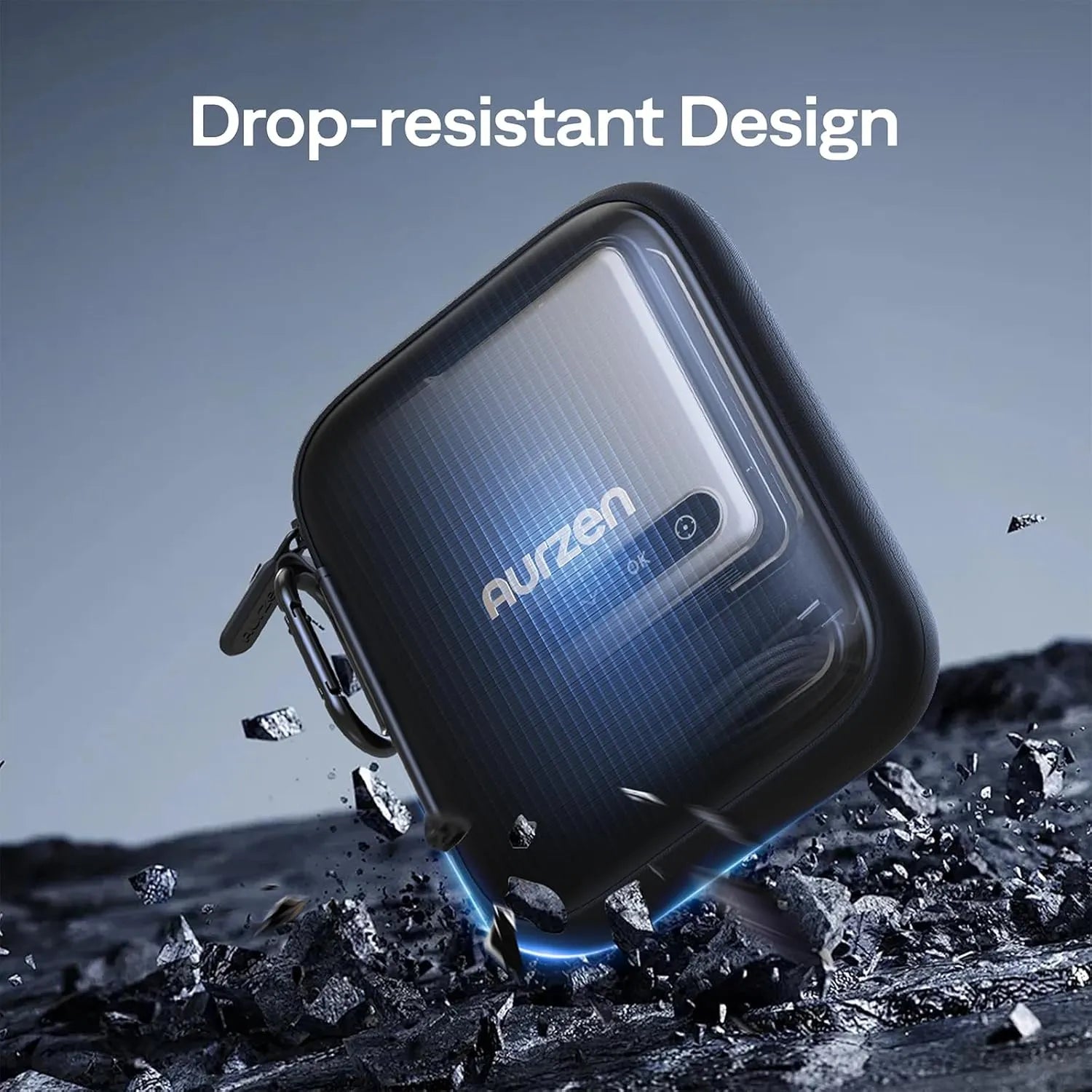 Drop-resistant Aurzen CasePlay Compact Carrying Case for ZIP Tri-Fold Projector, designed to protect your projector from impacts.
