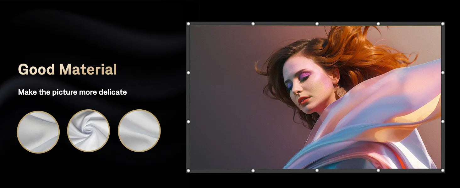 Good Material for Projector Screen - Detailed view of the projector screen’s high-quality material that ensures clearer and more delicate visuals for your viewing pleasure.