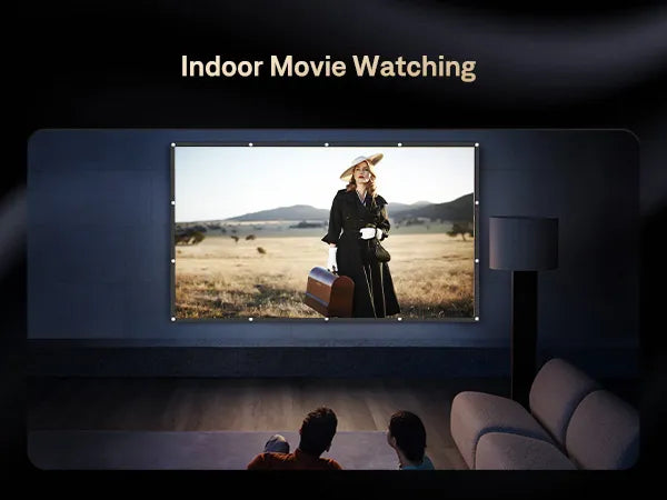 Indoor Movie Watching on the Projector Screen - A family viewing a movie in the comfort of their living room with the projector screen for a cinematic experience.
