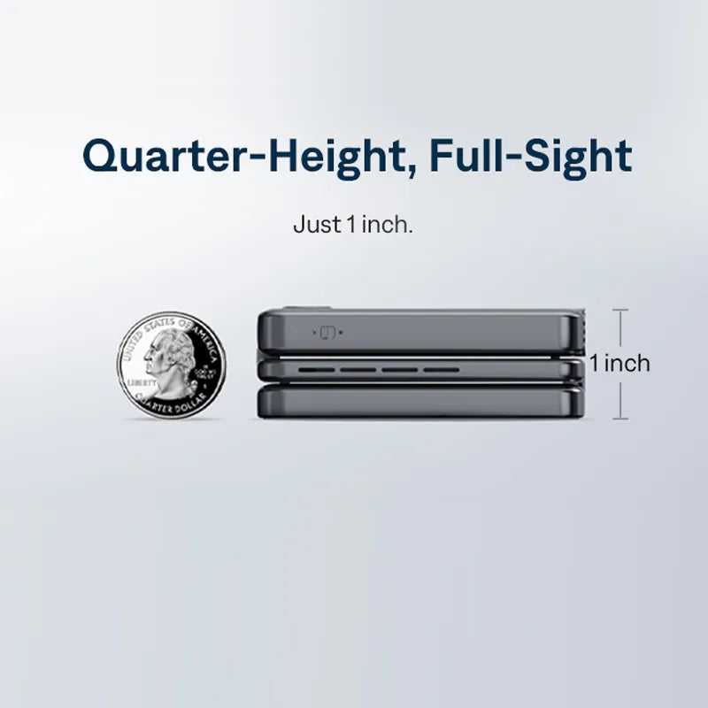 Aurzen ZIP Tri-Fold Portable Projector | Quarter-Height, Full-Sight - Just 1 inch