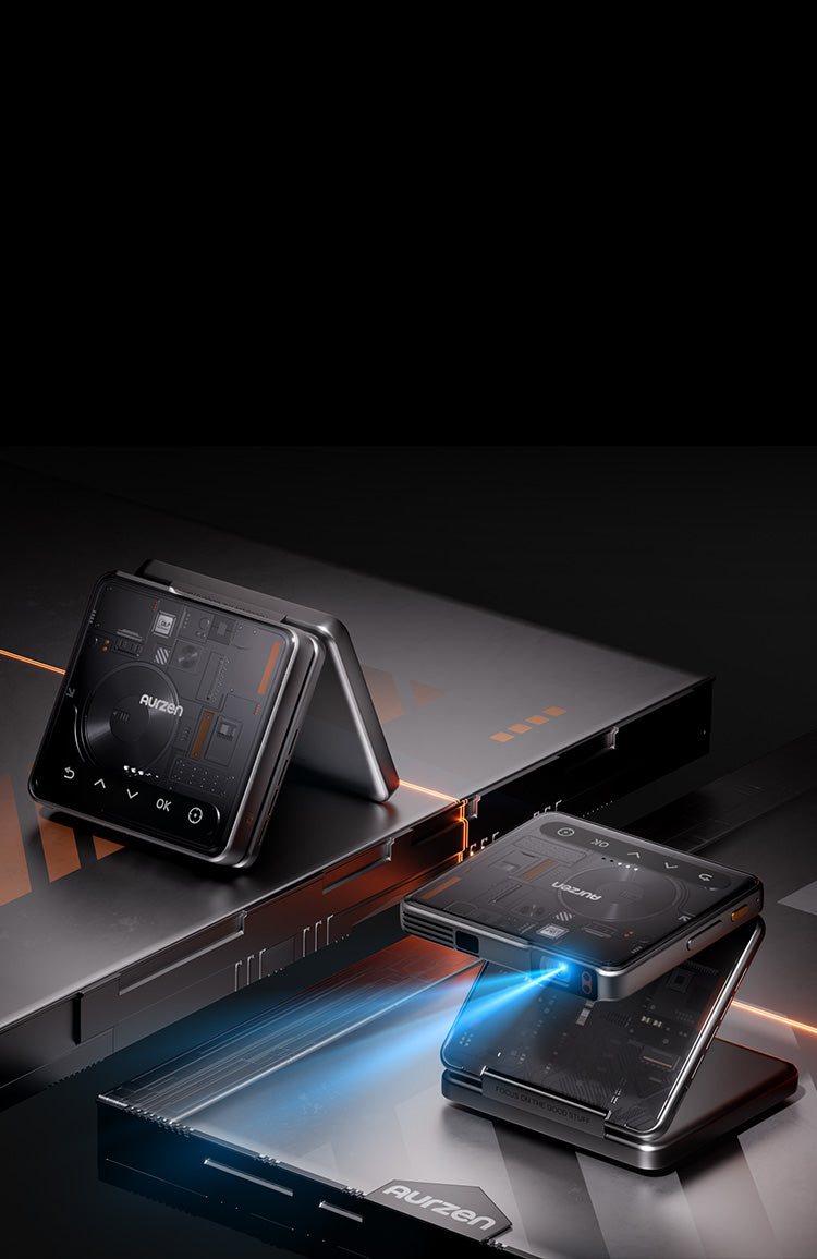 Aurzen ZIP Tri-Fold Portable Mini Projector