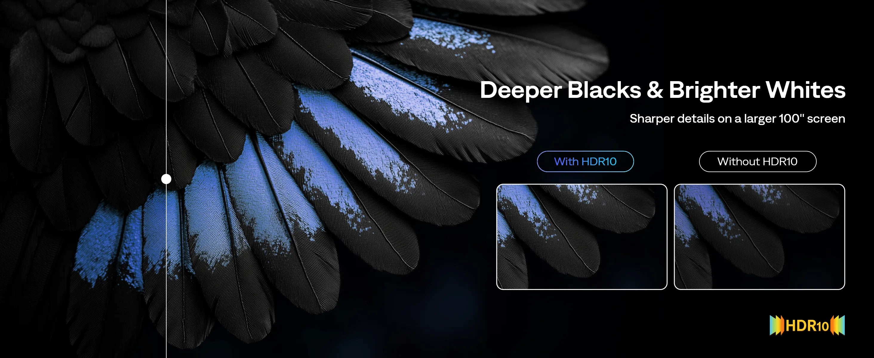 Deeper Blacks & Brighter Whites
Sharper details on a larger 100" screen