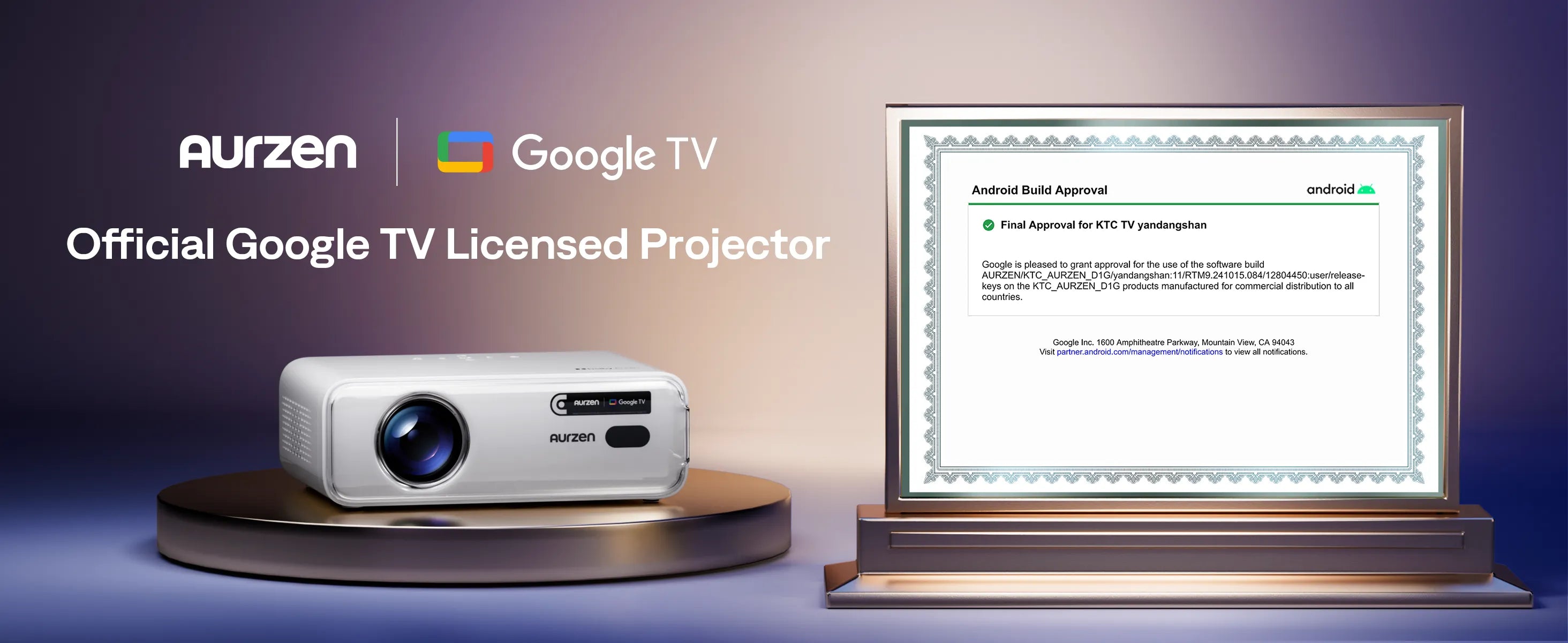 Aurzen EAZZE D1G projector officially licensed with Google TV certification for global distribution