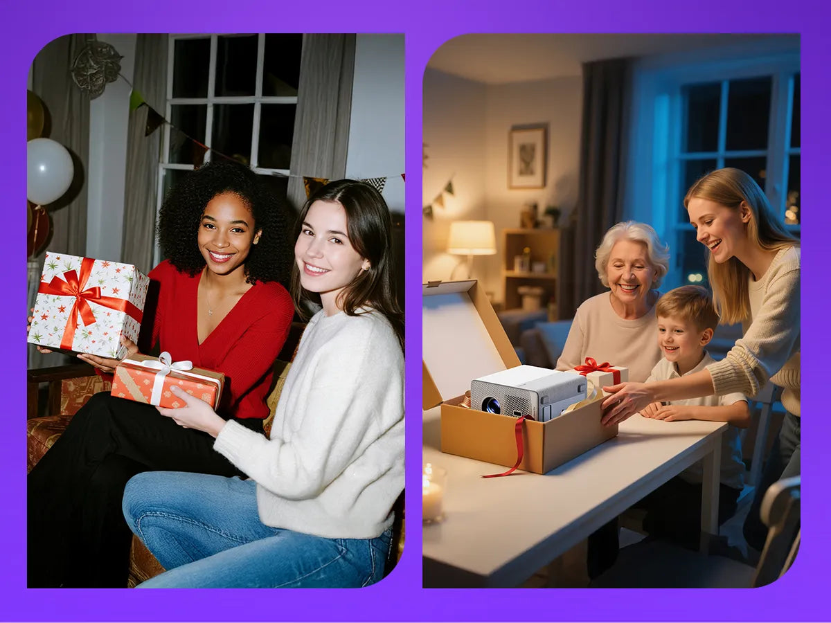 Aurzen D1R Cube projector as a perfect holiday gift for family and friends