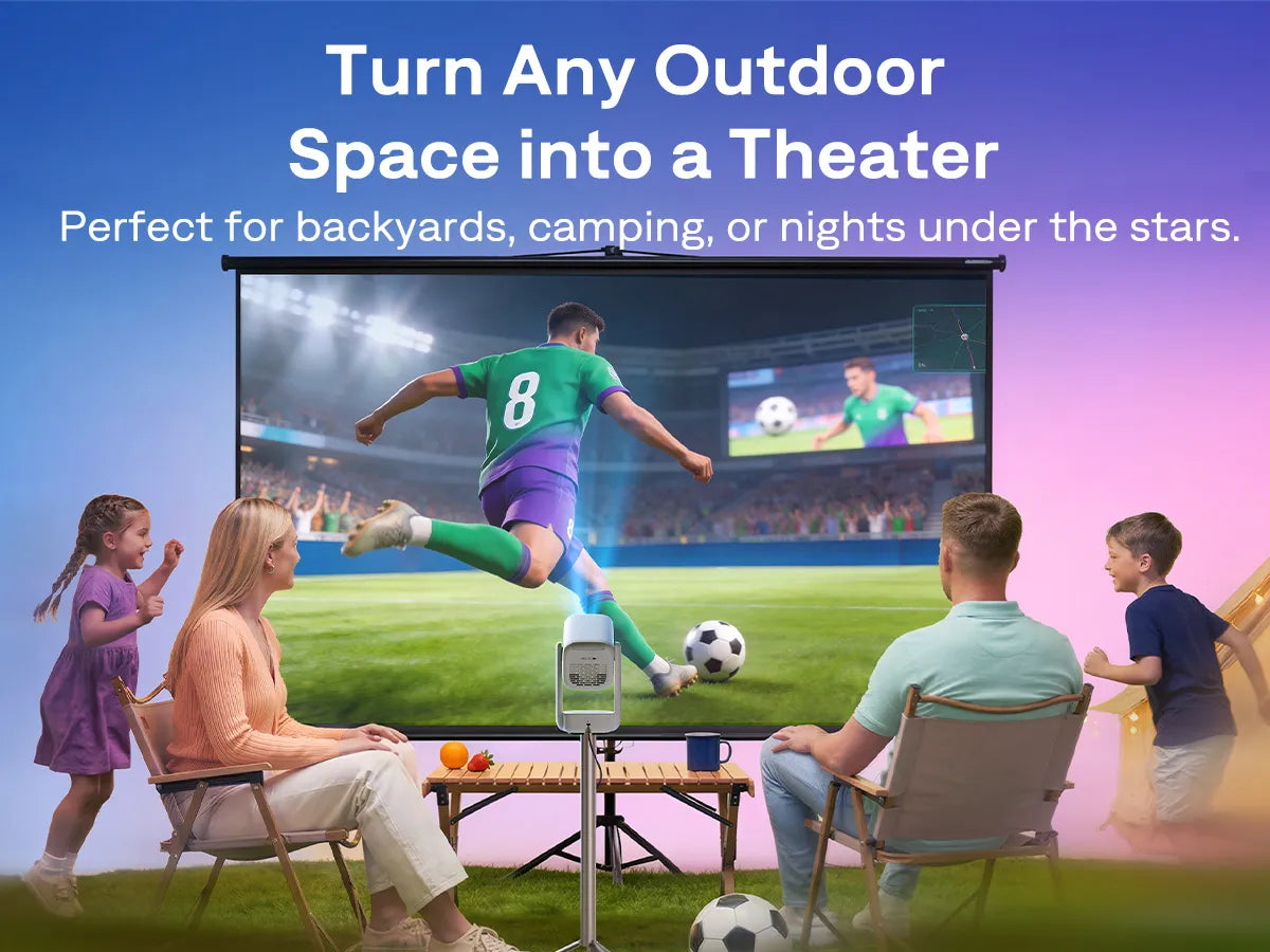 Aurzen EAZZE D1R air outdoor projector for backyard movies, camping, and sports nights