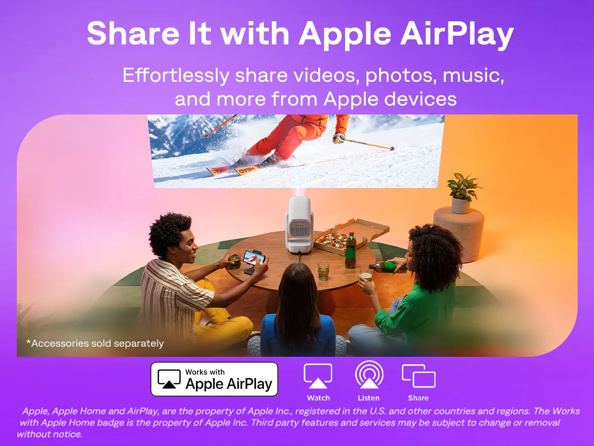 Aurzen EAZZE D1R air projector with Apple AirPlay for sharing videos, photos, and music