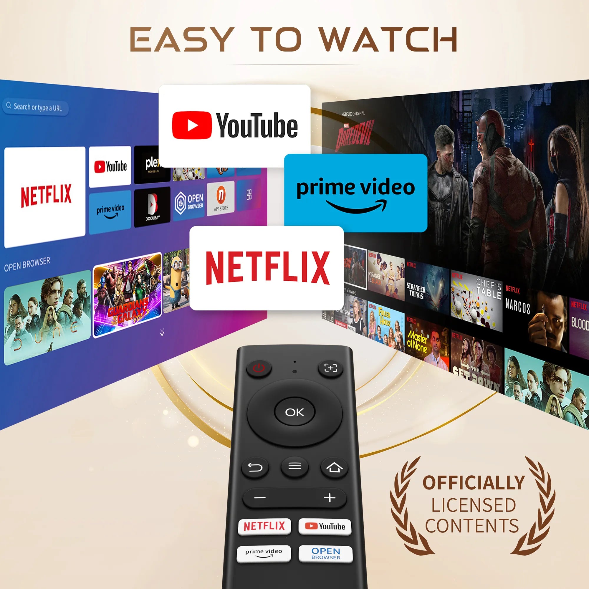 Projector with WiFi and Bluetooth, Netflix-Officially-Licensed