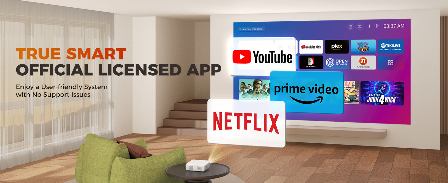 Projector for Netflix, YouTube, and Prime Video