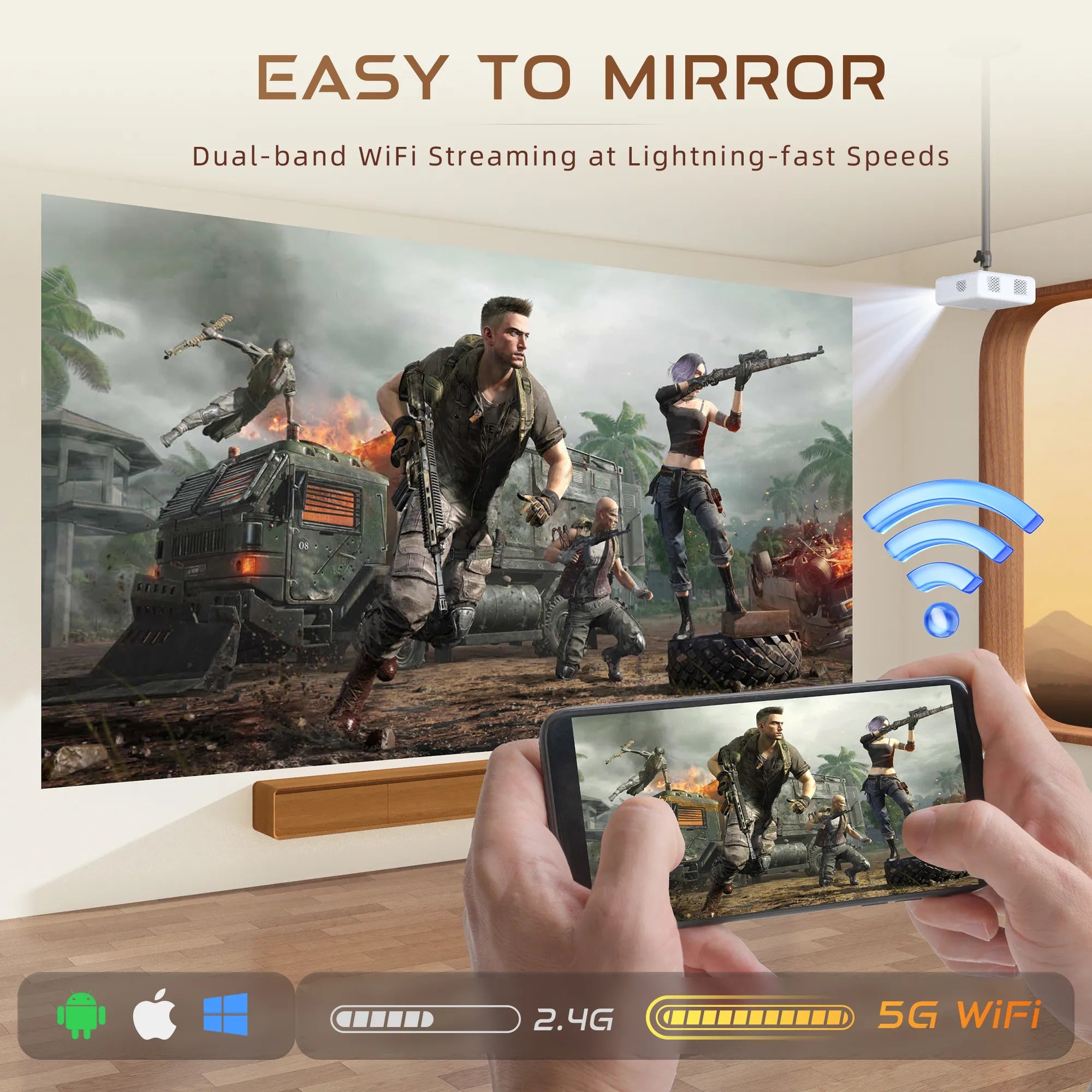 Smart Projector with WiFi and Bluetooth