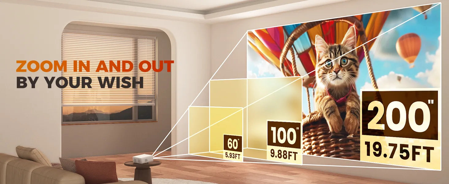 Easy to set up a perfectly 200" display image projector