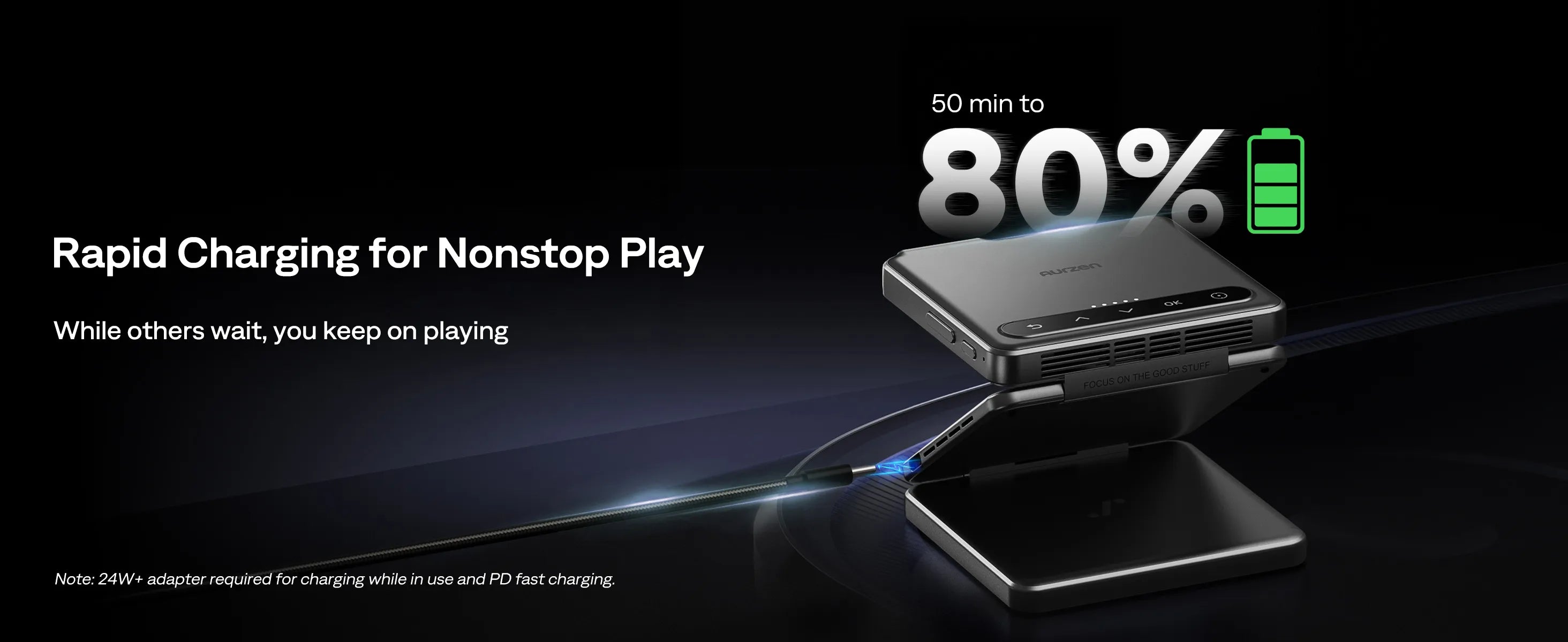 Rapid Charging for Nonstop Play - ZIP mini projector