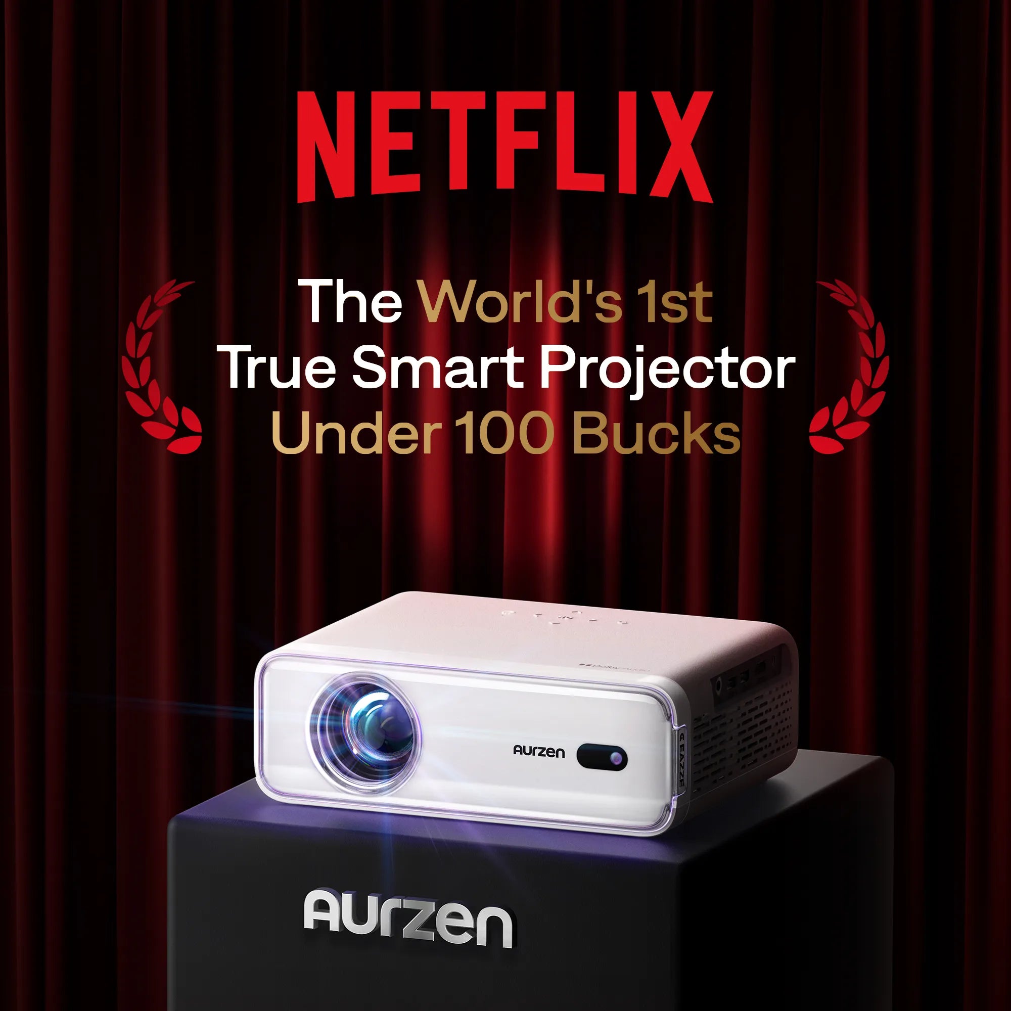 Aurzen EAZZE D1 Projector - Native 1080P, Smart Streaming, and Dolby Audio