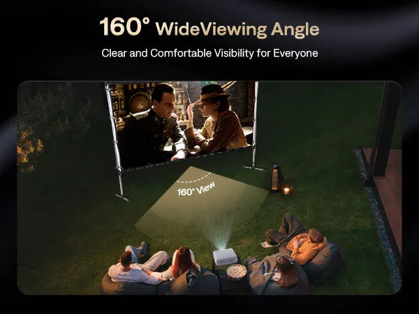 160° wide viewing angle projector screen, perfect for home theater and outdoor entertainment.