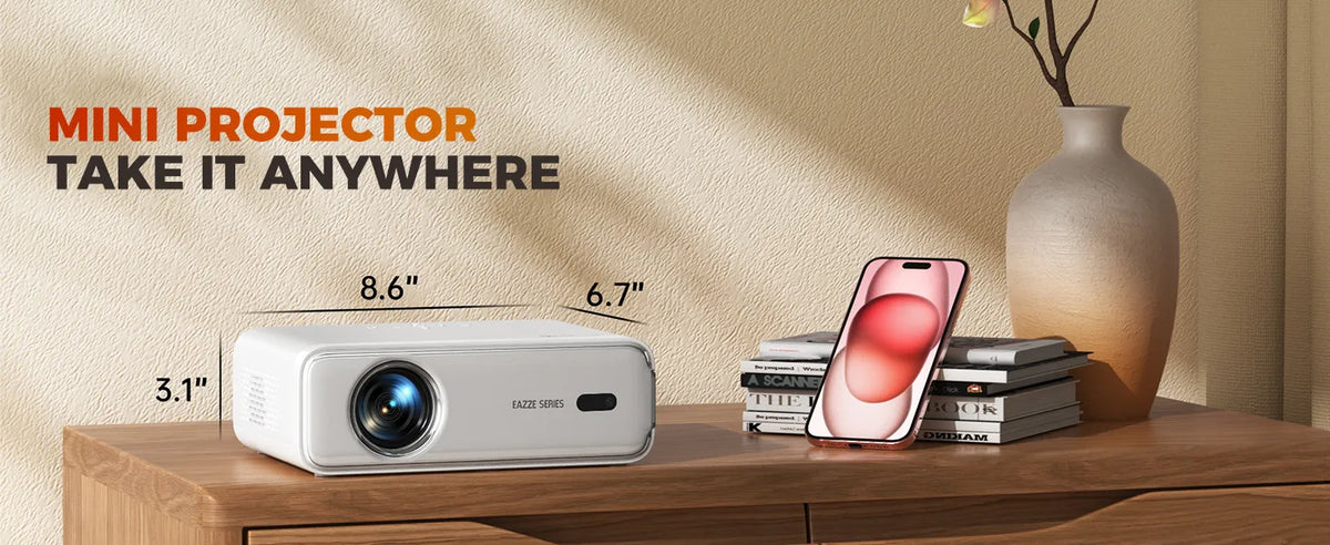 Azule Projector Aurzen EAZZE D1 Portable Projector – 1080p HD Display, 200 ANSI Lumens ...