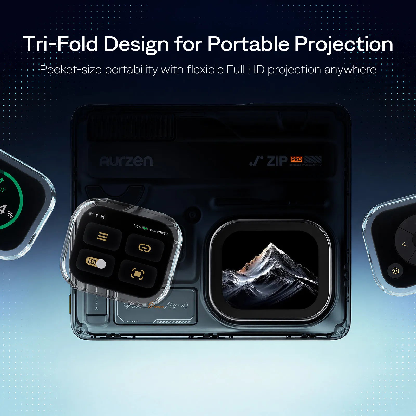 Aurzen ZIP Pro Tri-Fold Full HD Portable Projector