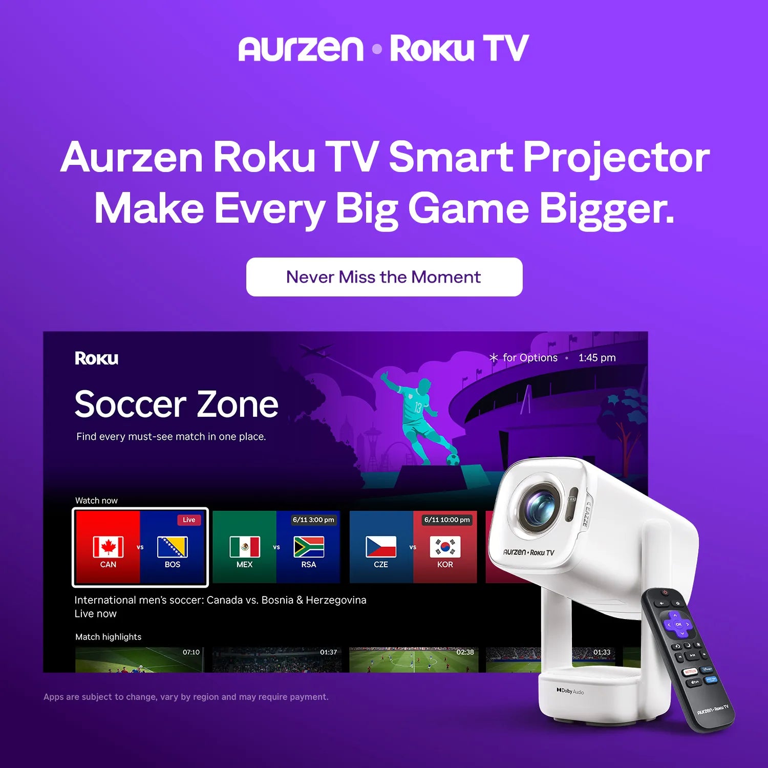 <tc>Aurzen</tc> <tc>EAZZE</tc> Proyector inteligente portátil Roku TV D1R air