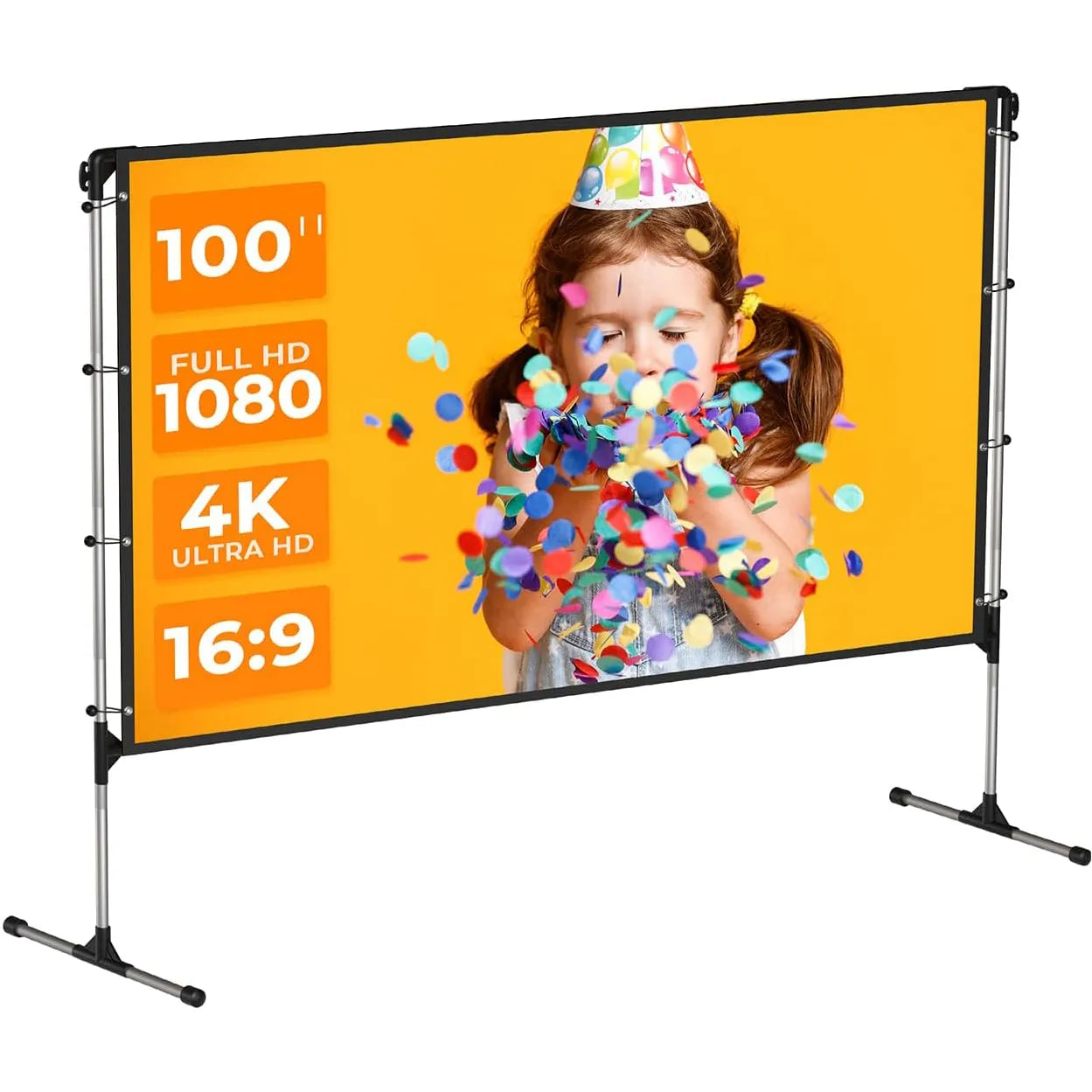 Aurzen 100-inch Portable Projector Screen with Stand