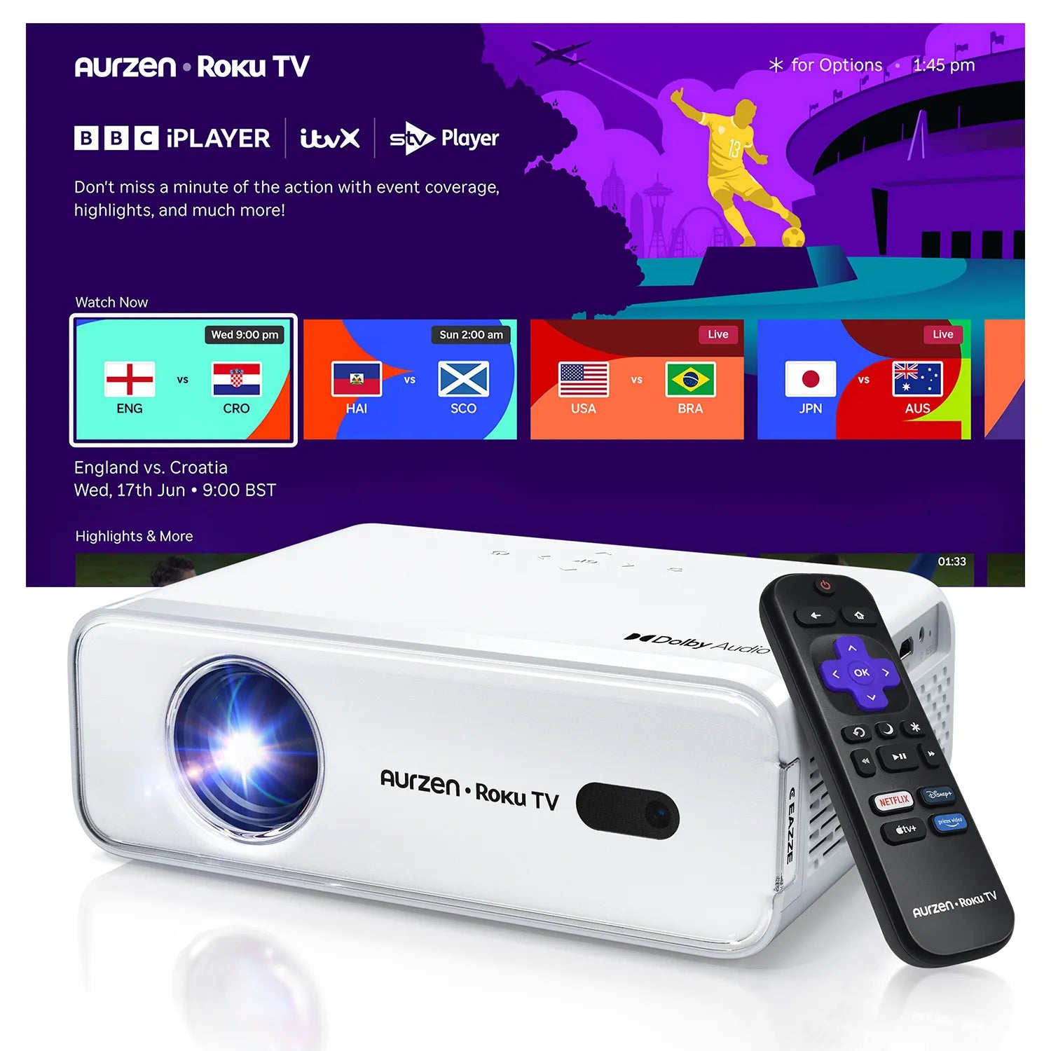 Aurzen EAZZE D1R Roku TV Smart Projector | 1080P Portable Projector Aurzen EAZZE D1R Roku TV Smart Projector | 1080P Portable Projector