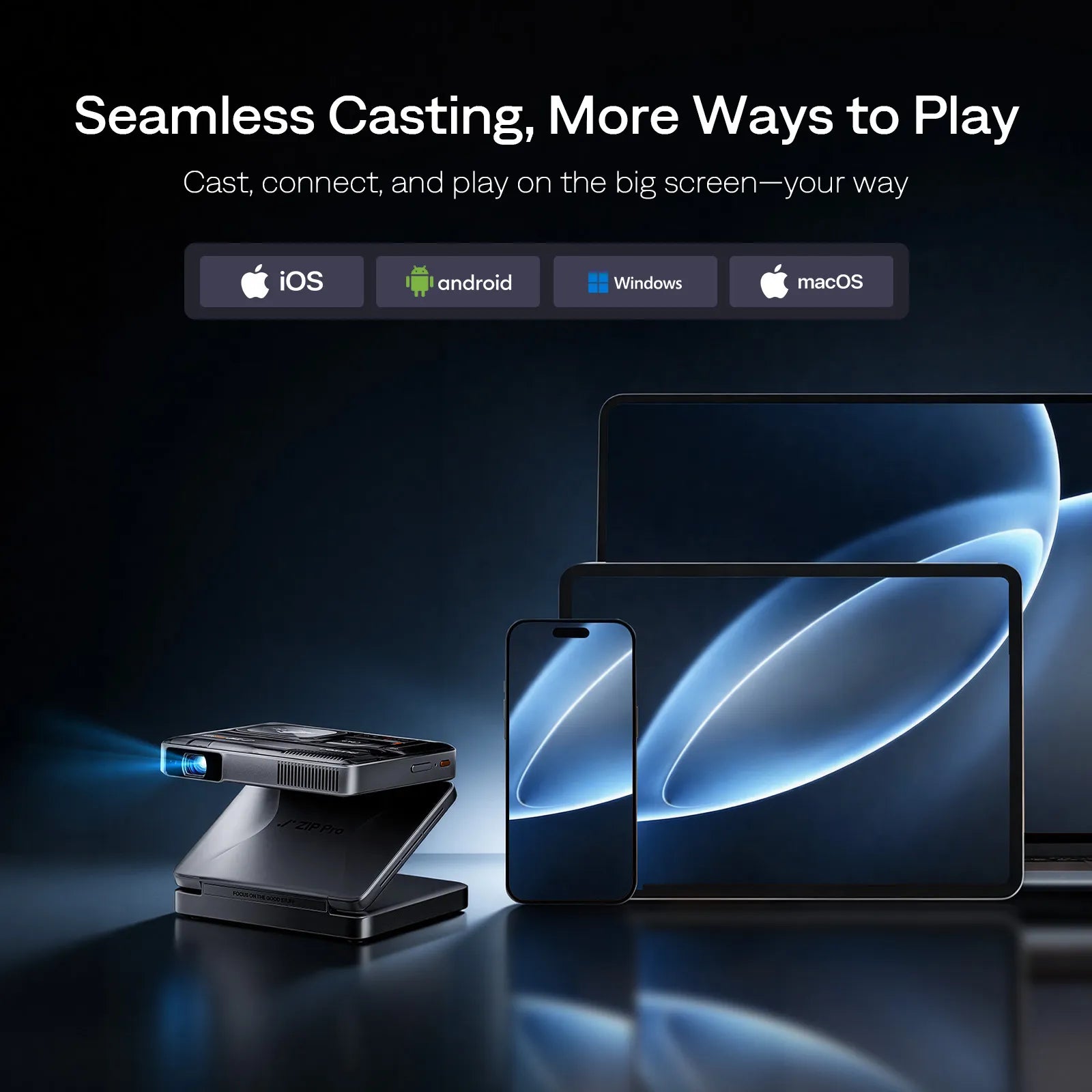 Aurzen ZIP Pro Tri-Fold Full HD Portable Projector