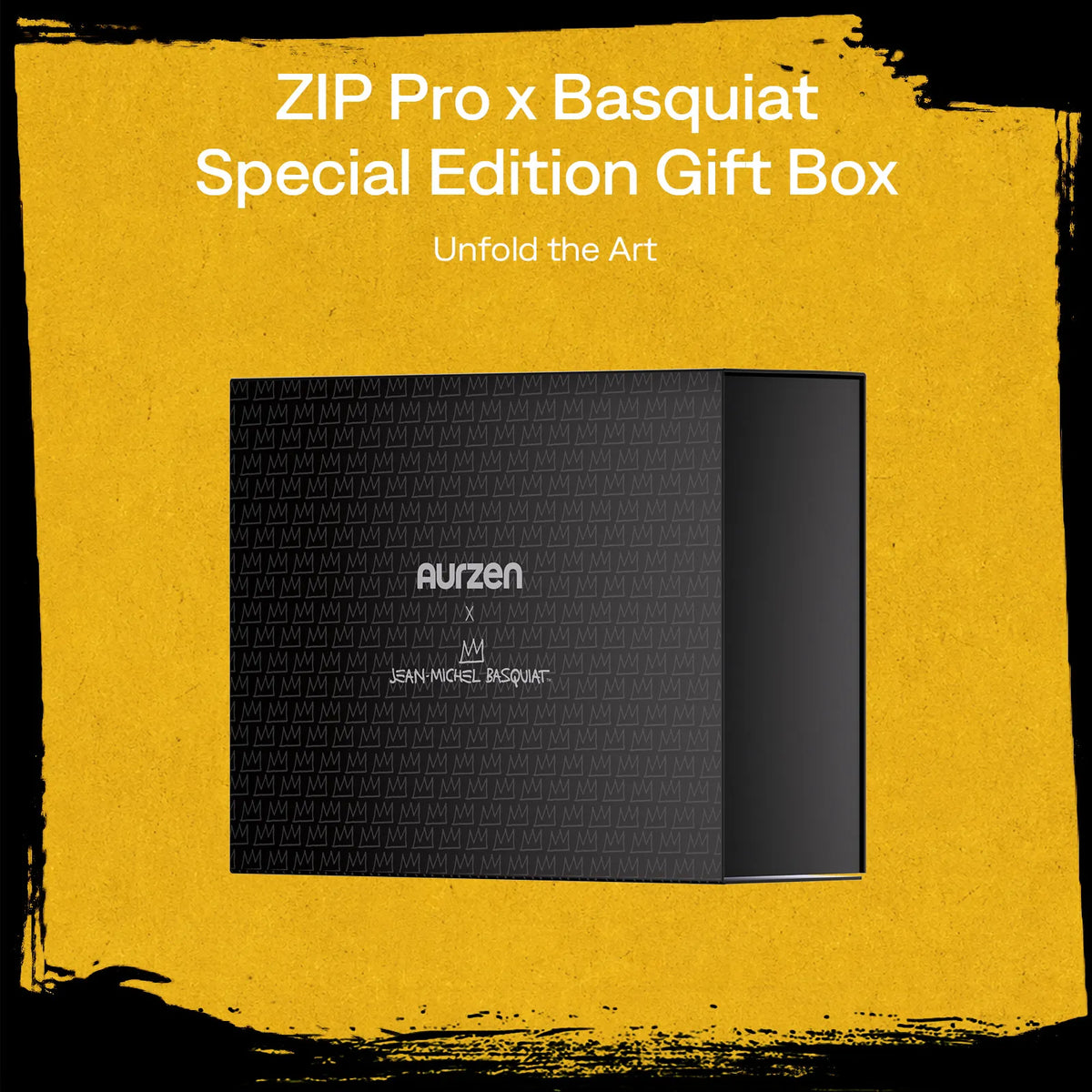 Special edition projector gift box with Aurzen logo on dark patterned insert