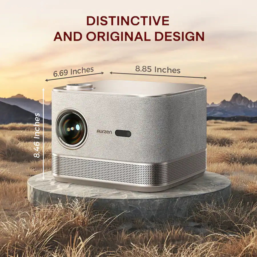 <tc>Aurzen</tc> - Projetor inteligente, alto-falantes de 36 W & Áudio Dolby Digital, Correção Keystone com Foco Automático, Licença Netflix 500 ANSI, 1080p Nativo - Gold