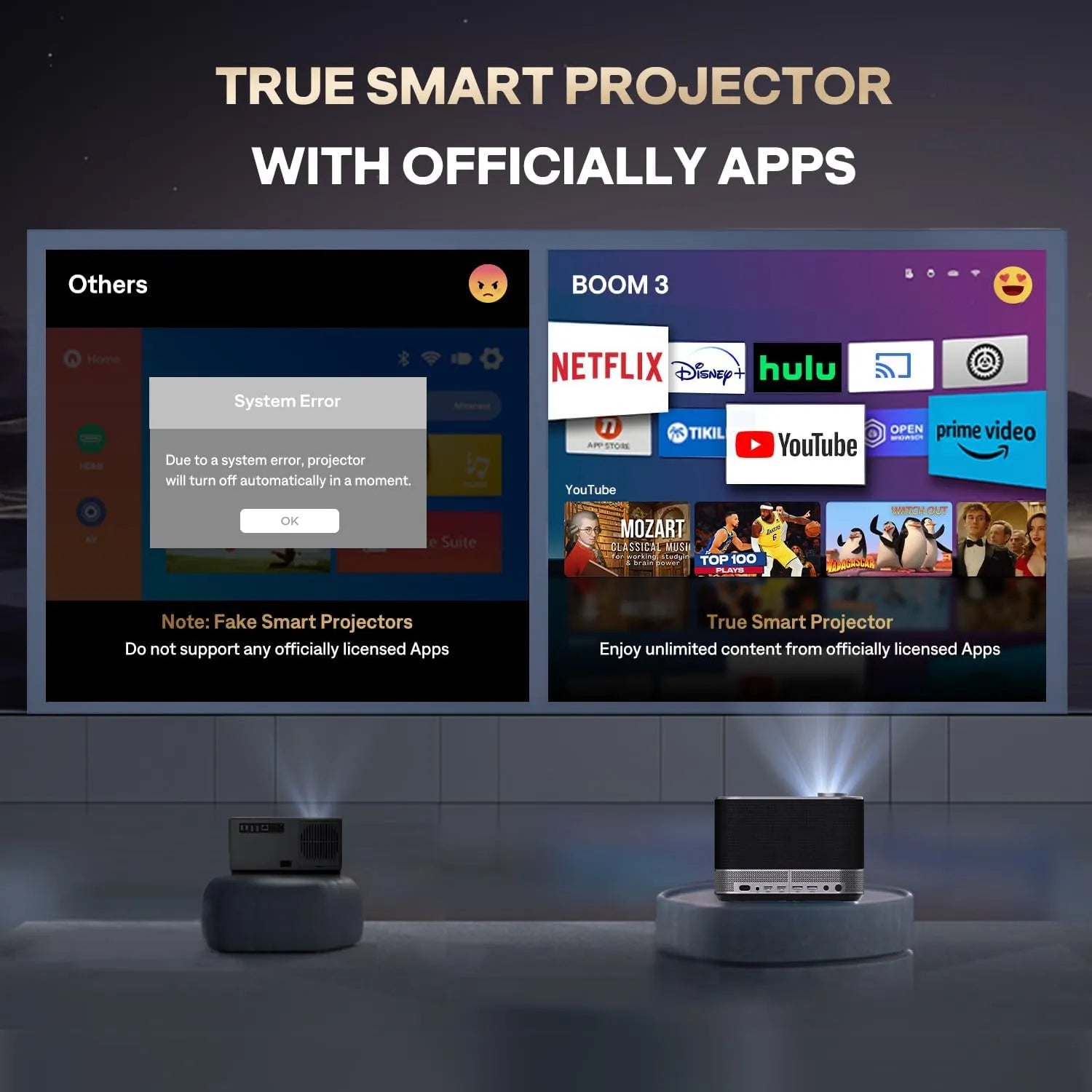 Aurzen BOOM 3 Black Smart Projector | 1080P Home Theater Aurzen BOOM 3 Black Smart Projector | 1080P Home Theater