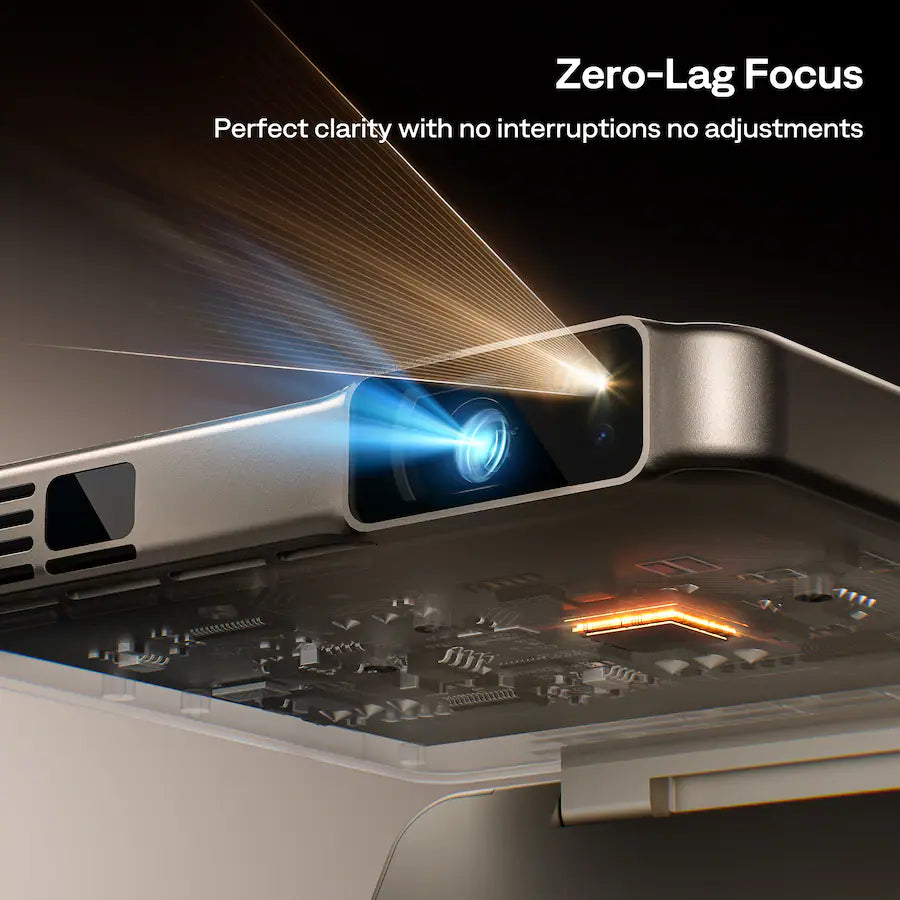 <tc>Aurzen</tc> Mini projetor triplo, tecnologia DLP, foco sem atraso, espelhamento de tela com um clique, carregamento rápido, bateria de 5000 mAh - Dourado