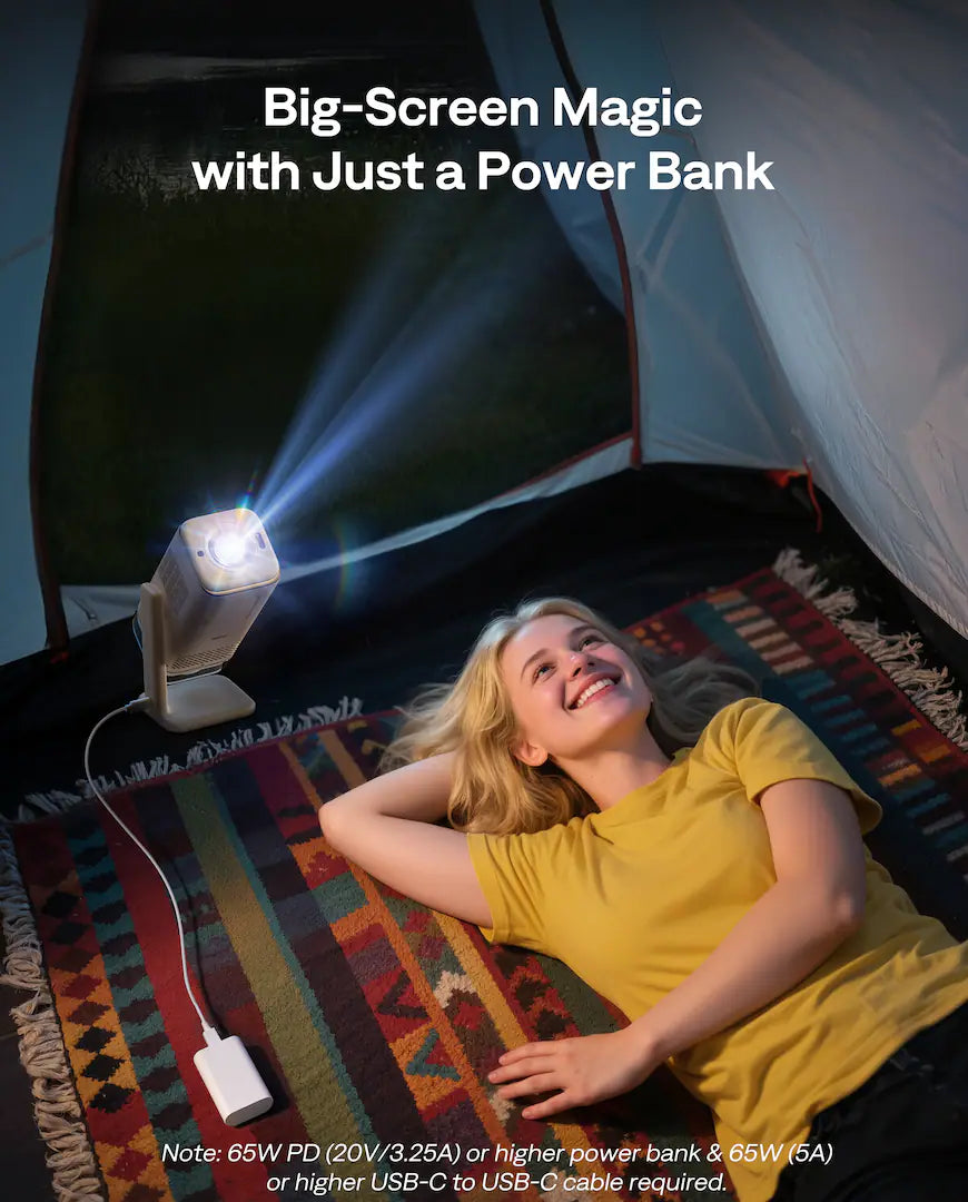 <tc>Aurzen</tc> - Projetor portátil com Google TV integrado, <tc>US</tc>Lanterna BC Powered, com suporte flexível, foco automático TOF, 300 ANSI lumens - Branco-creme