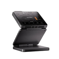 ZIP Cyber Edition projector on magnetic stand, fully opened into Z-fold mode with bold tech design