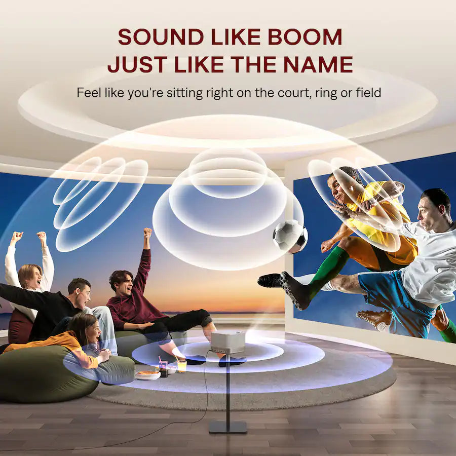 <tc>Aurzen</tc> - Projetor inteligente, alto-falantes de 36 W & Áudio Dolby Digital, Correção Keystone com Foco Automático, Licença Netflix 500 ANSI, 1080p Nativo - Gold