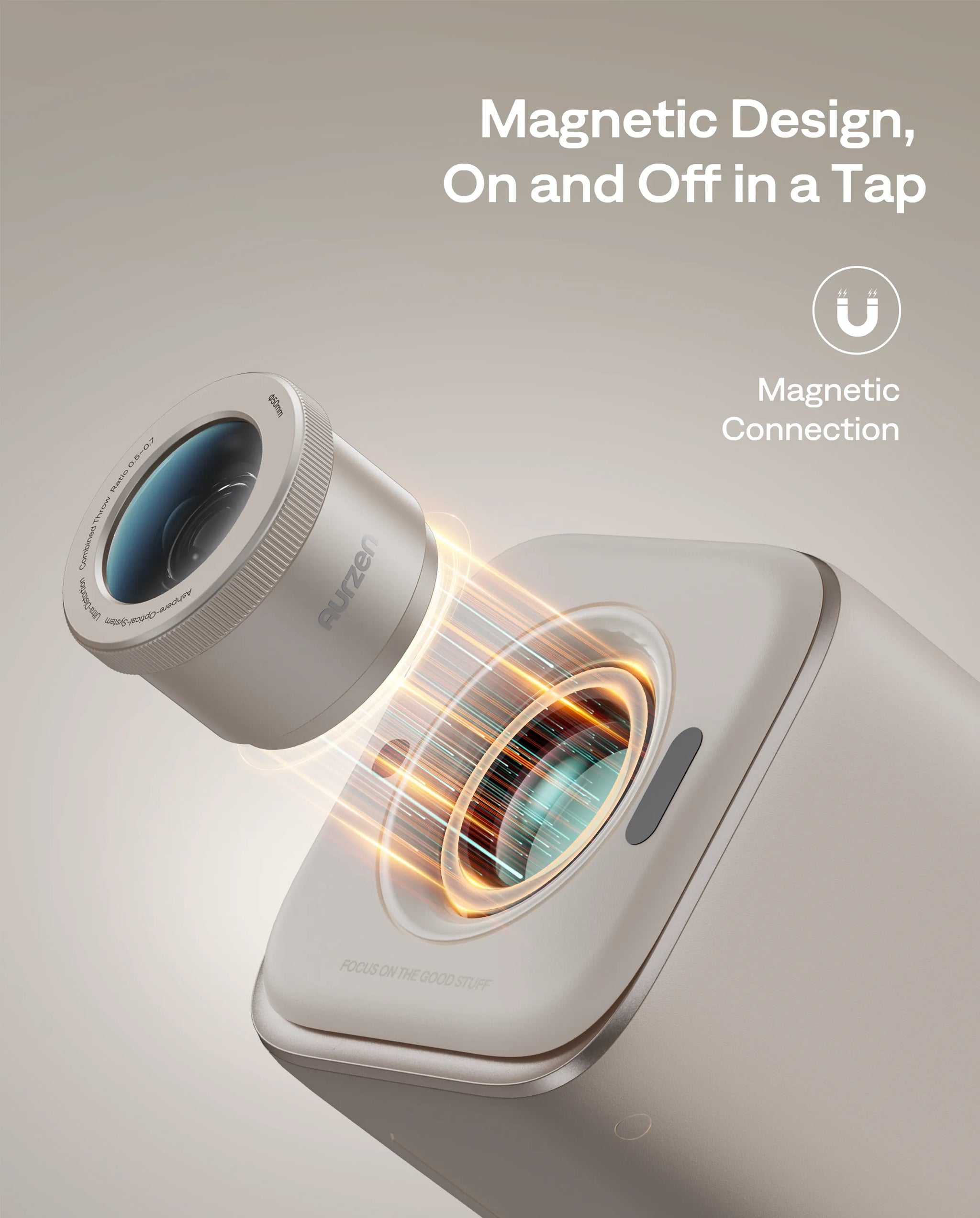 Aurzen AuroraBeam Lens magnetic snap-on design for BOOM air projector easy installation