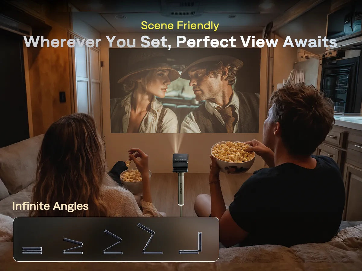 The Aurzen ZIP uses a dual-hinge tri-fold design that allows both height and angle adjustment without external stands.