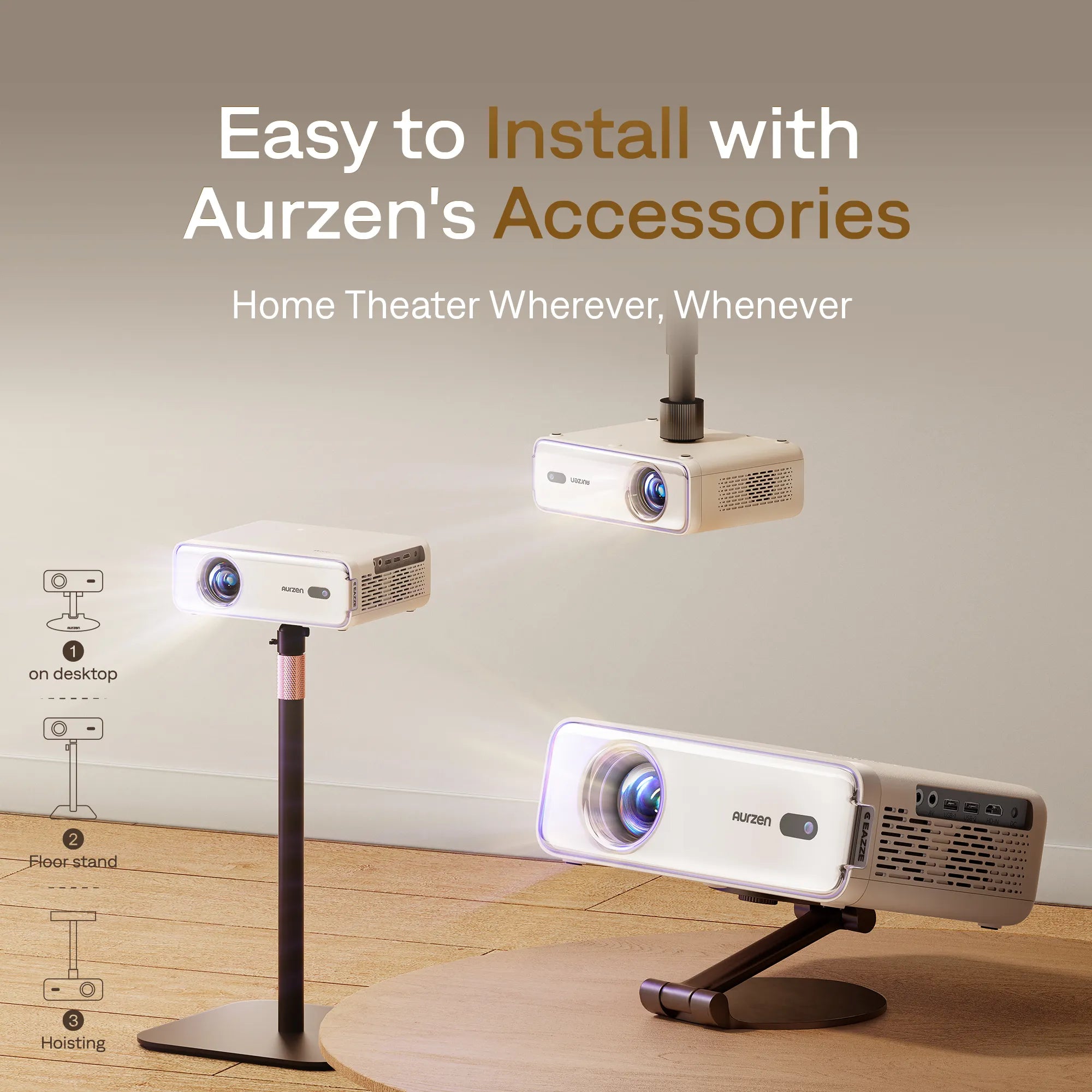 Aurzen EAZZE D1 Portable Smart Projector | 1080p HD | Home Aurzen EAZZE D1 Portable Smart Projector | 1080p HD | Home
