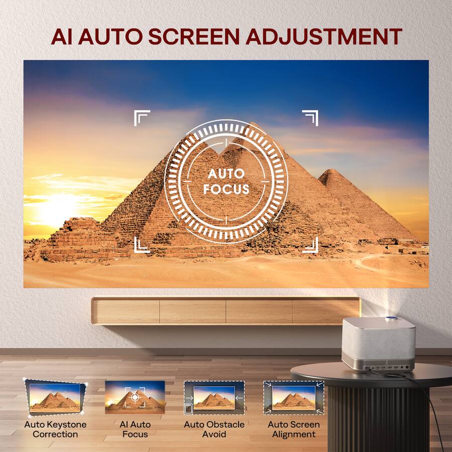 Aurzen - Smart Projector, 36W Speakers & DoIby Audio, Auto Focus Keyst