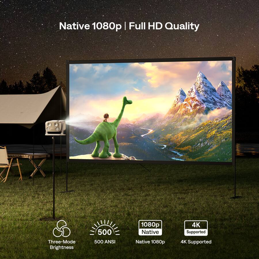 <tc>Aurzen</tc> - Projetor inteligente, alto-falantes visíveis de 20 W com Dolby Vision, Google TV integrado, foco automático TOF, 500 ANSI lumens - Branco-creme