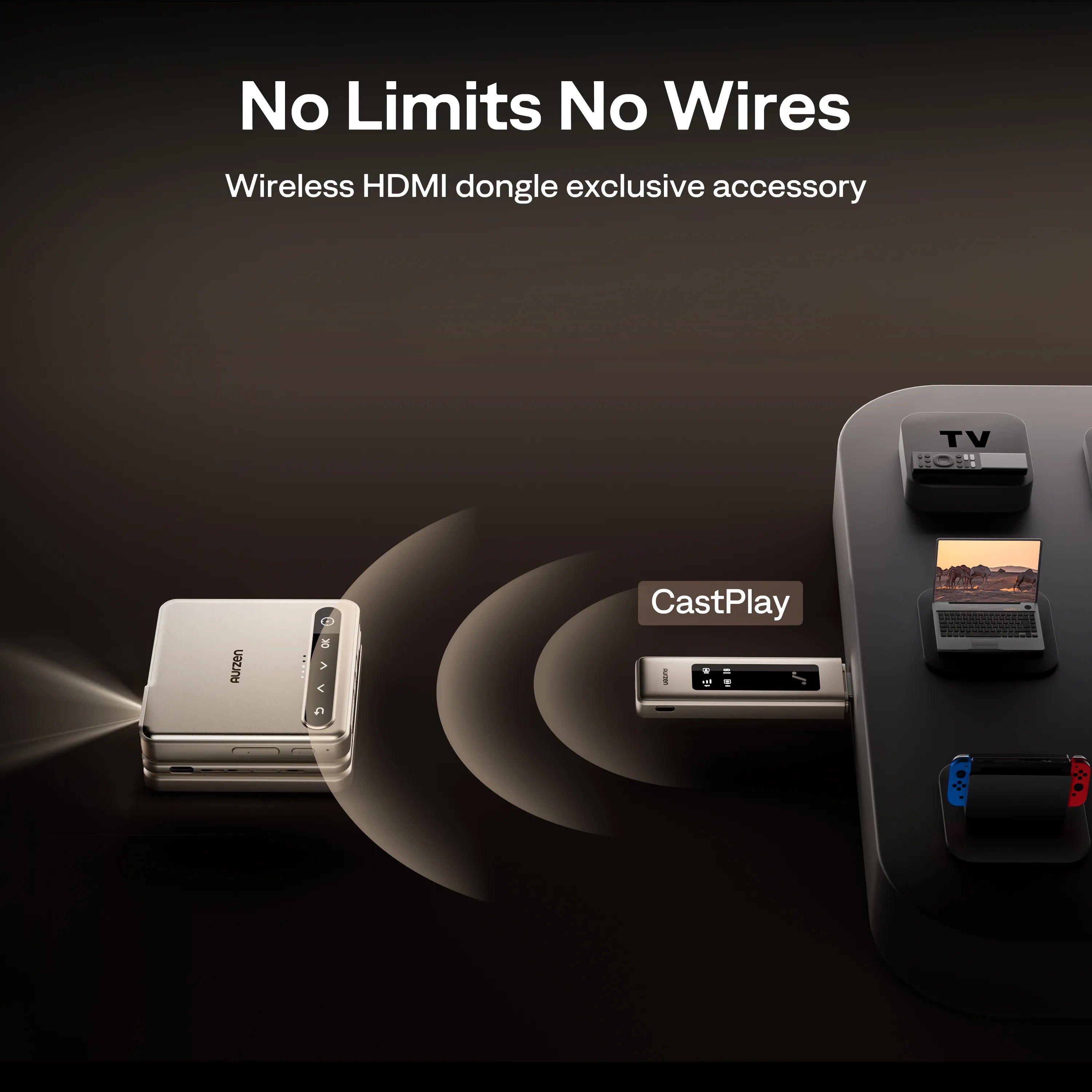 Aurzen CastPlay Wireless HDMI Dongle for ZIP Projector