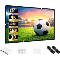 Aurzen 120 inch portable projector screen 4K 1080P 16:9 with metal eyelets