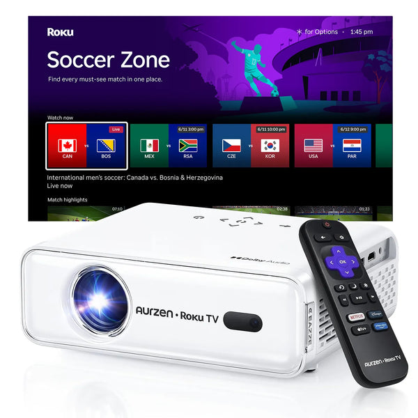 Aurzen EAZZE D1R Roku TV Smart Projector Soccer Zone