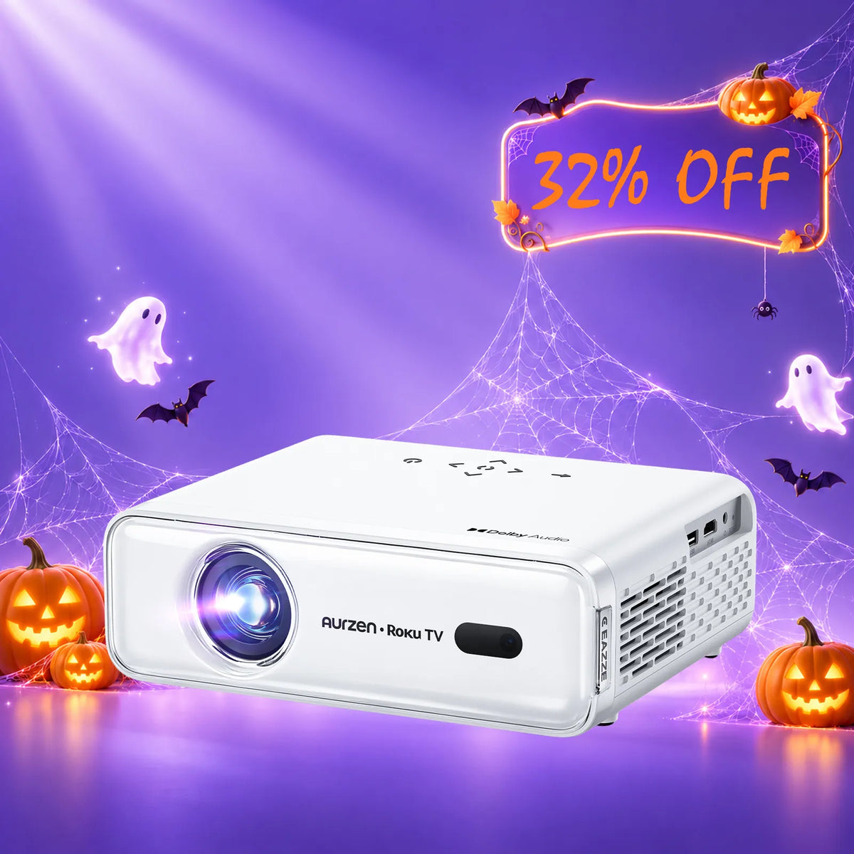 Aurzen EAZZE Proyector inteligente D1R Roku TV