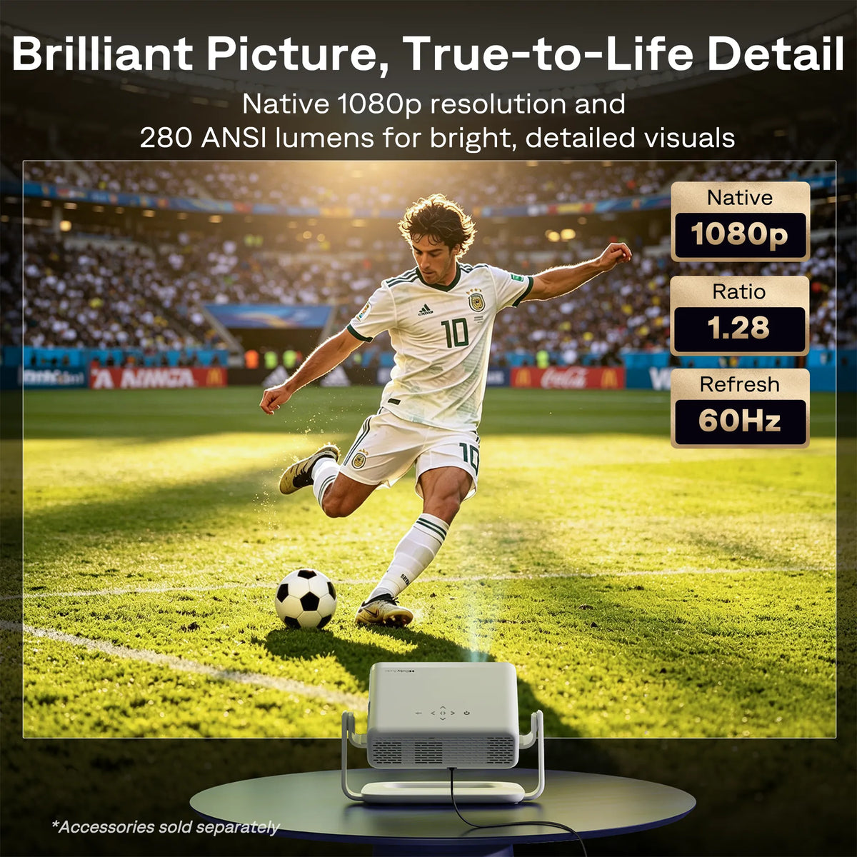 Glamour product photograph of Aurzen EAZZE D1R Roku TV Smart Projector
