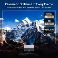 Aurzen EAZZE D1G Smart Projector demonstrating HDR10 and 4K support on large screen