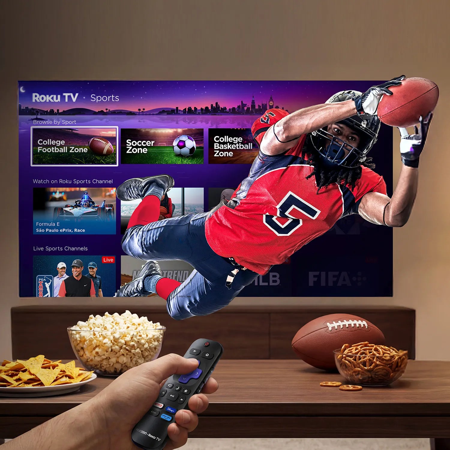 With Roku, live games and sports content are right there-no setup, no guessing, just press play.