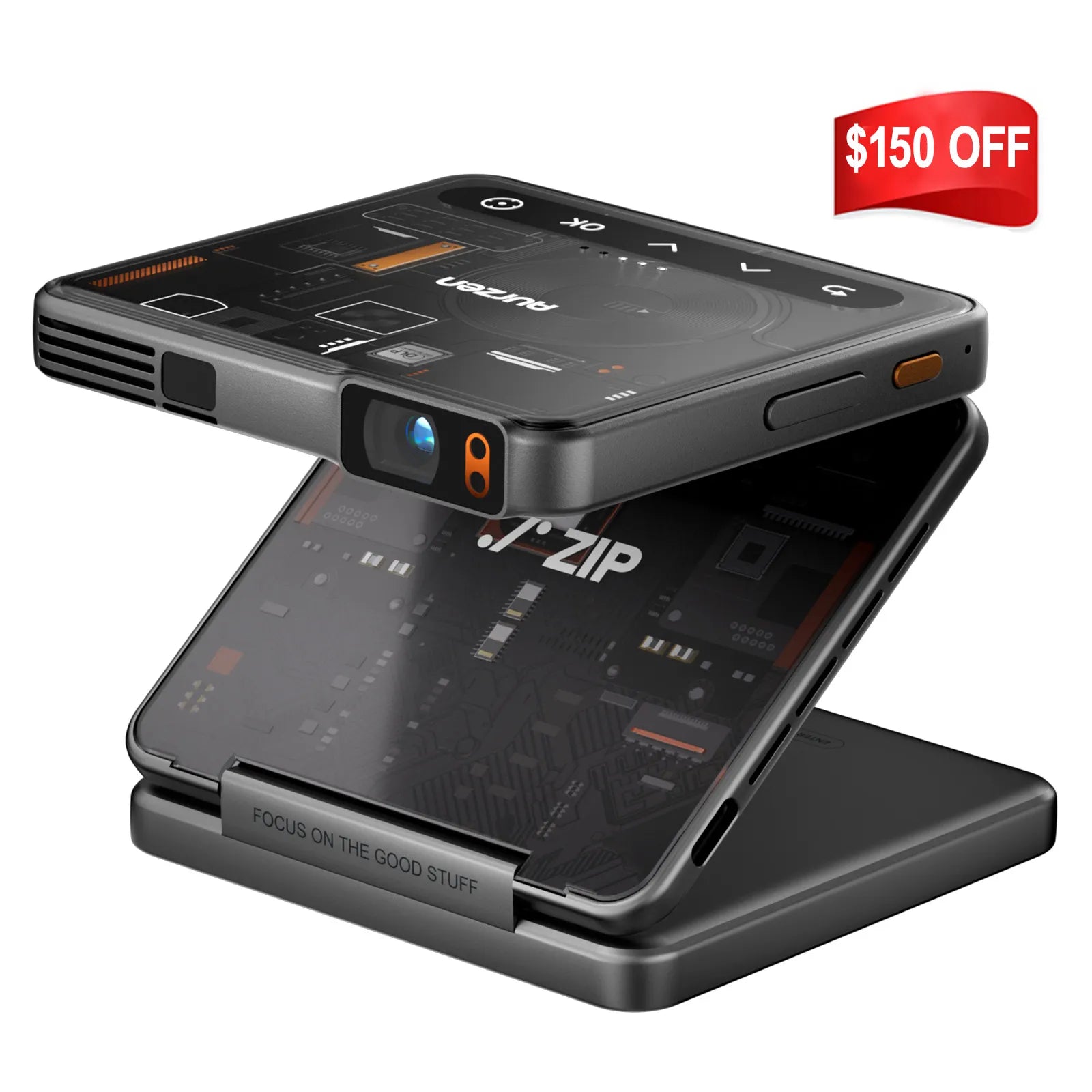 <tc>Aurzen</tc> <tc>ZIP</tc> Mini projecteur portable pliable en trois