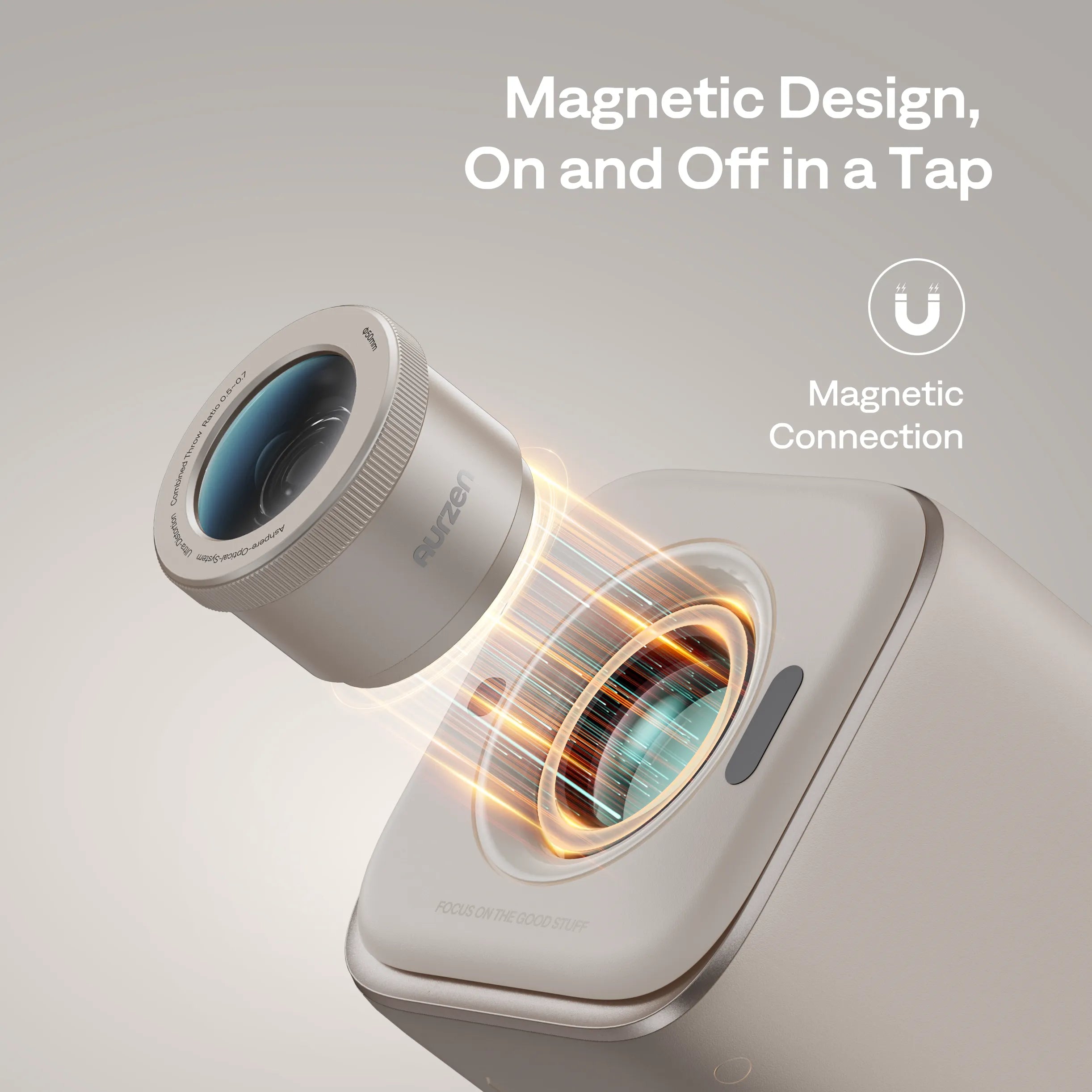Magnetic lens accessory design for Aurzen BOOM Air with easy snap-on magnetic connection
