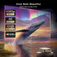 Aurzen D1 MAX projector with HDR10, native 1080p, and 4K support for vivid colors