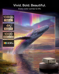 Aurzen D1 MAX projector with HDR10, native 1080p, and 4K support for vivid colors